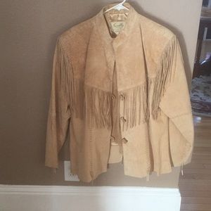 Tan suede fringed jacket